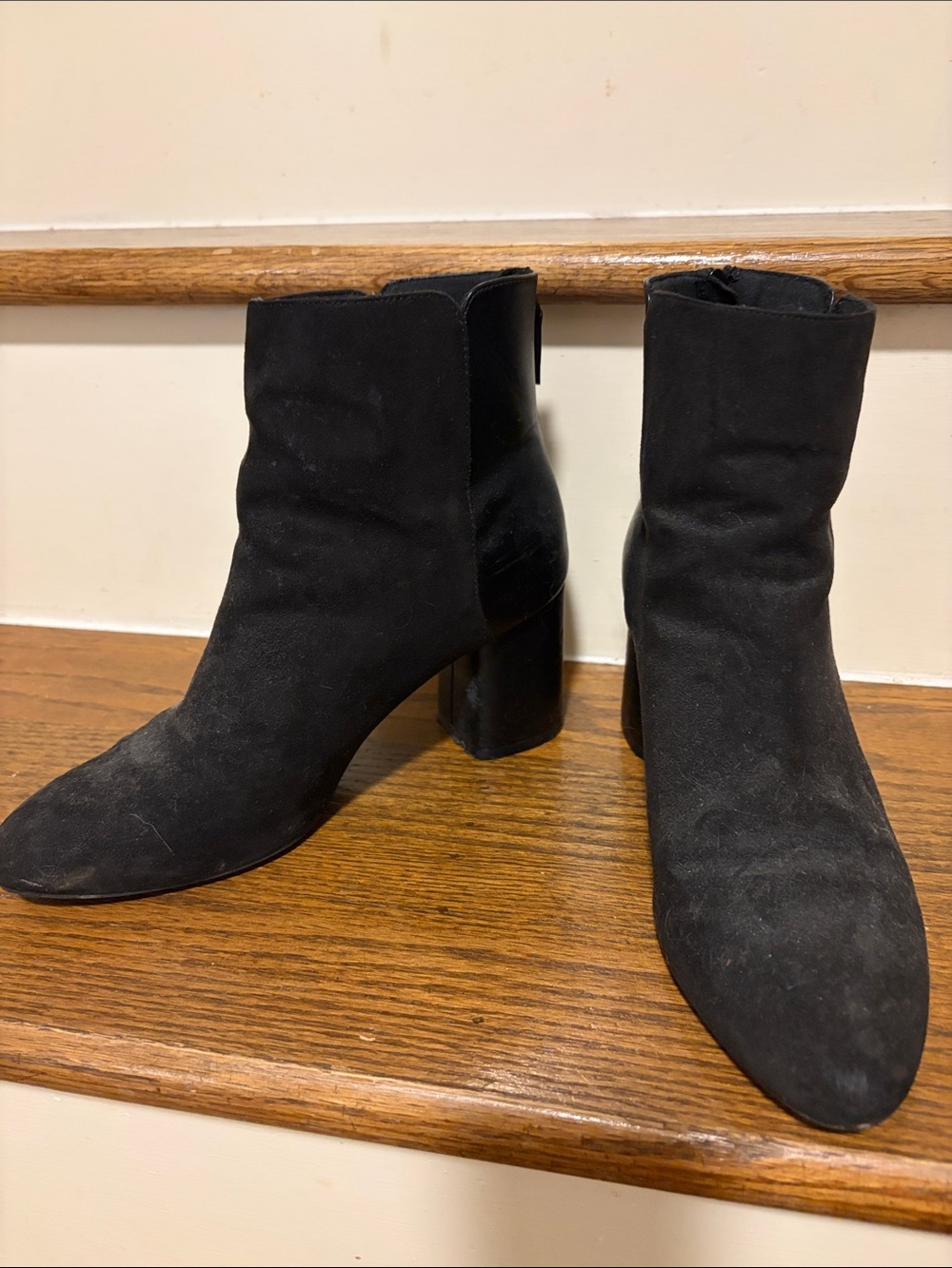 Used Old Navy Black Suede Block Heel Ankle Booties
